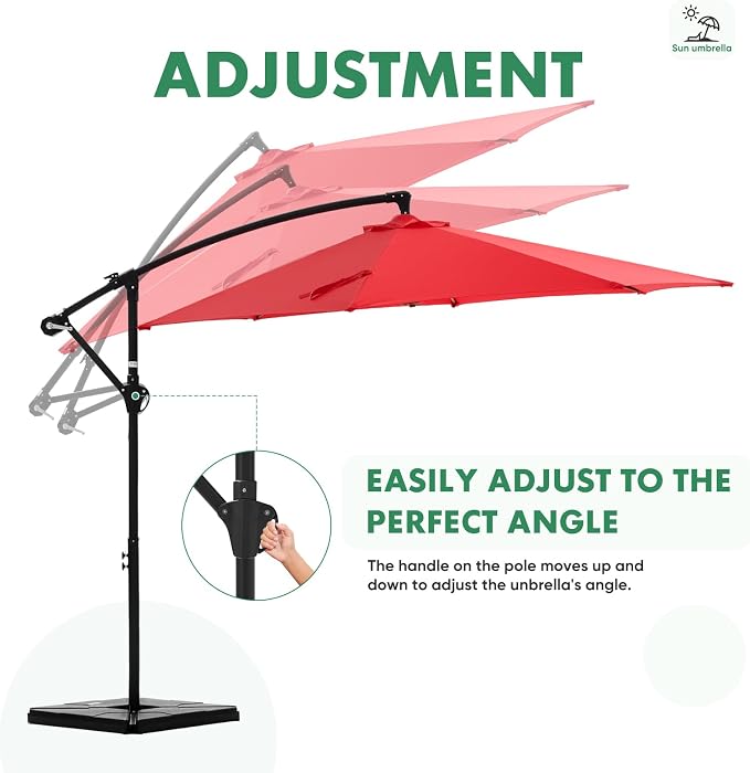 NEWBULIG 10FT Patio Umbrella, Cantilever Umbrella, UV Protection | Outdoor - Image 5