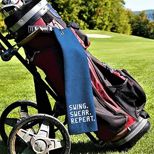 DYJYBMY Swing Swear Repeat Blue Golf Towel, Funny Golf Accessories - Image 3