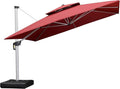 PURPLE LEAF Large Cantilever Patio Umbrellas 12' x 12' Double Top, Terra | by PURPLELEAF