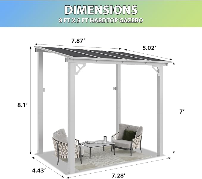 Aoxun 8’x5’ Premium Gazebo - Image 2