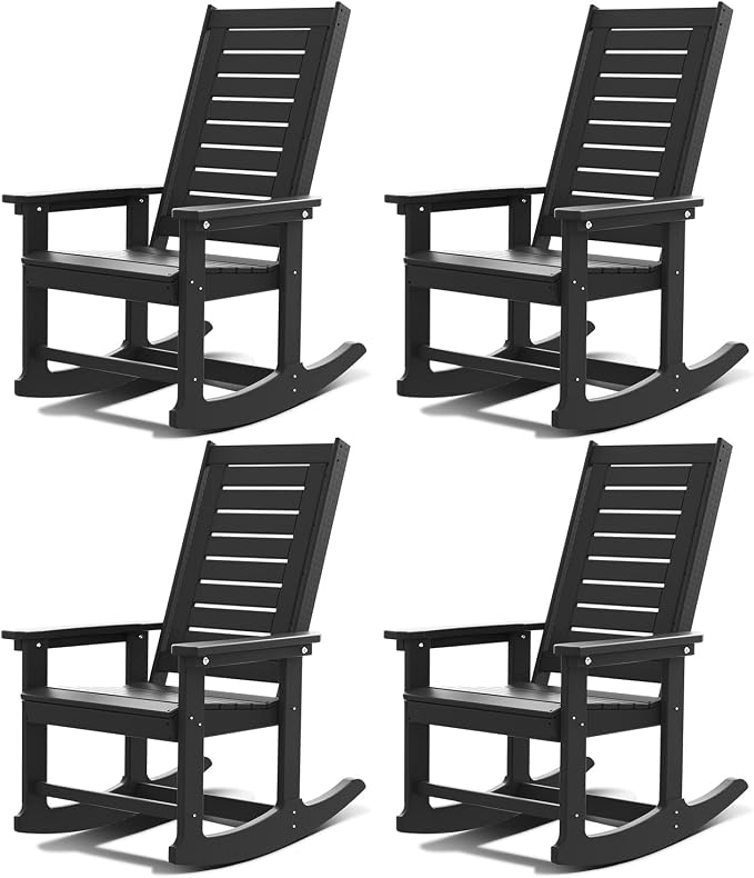 GREENVINES Oversized Outdoor Rocking Chairs Set of 4, HDPE Rocker by GreenVines
