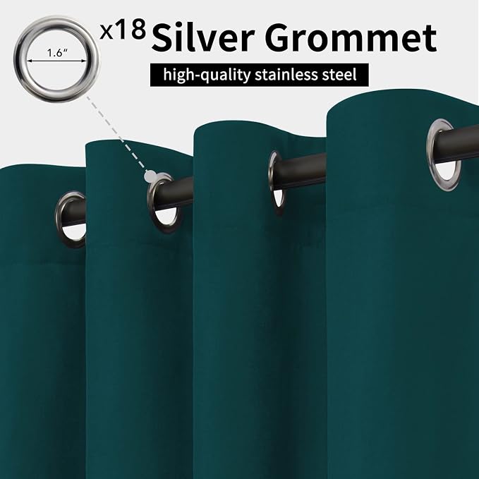 Easy-Going Outdoor Curtains for Patio 1 Panel, 150x108 inch, Teal | Waterproof - Image 2