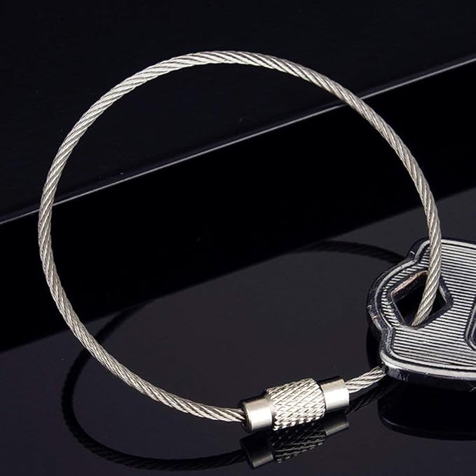 100pcs Stainless Steel Wire Keychains Aircraft Cable Cable Key Ring for Hanging ID Tags or Luggage Tags,6.3 inch 2mm