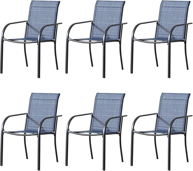 Outdoor Dining Chairs Set of 6, Stackable Patio Chairs by Seekverse