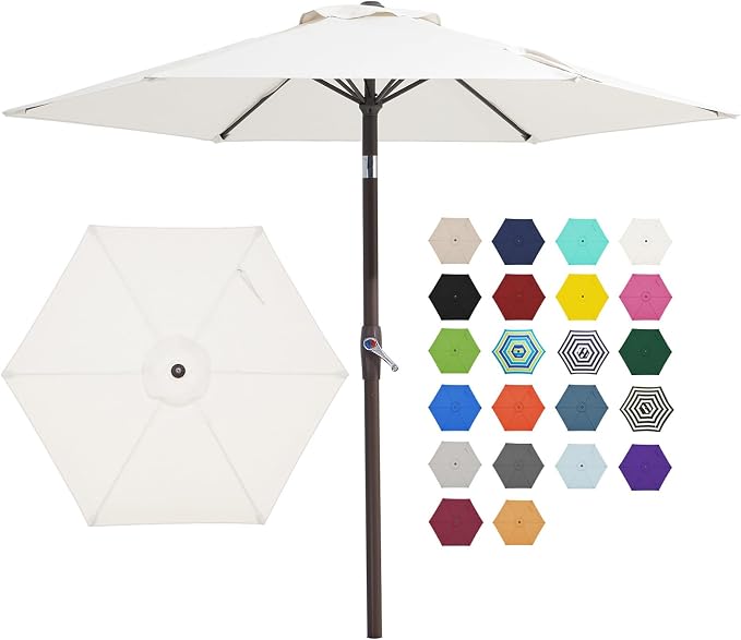 JEAREY 7.5 ft Outdoor Patio Umbrella, Table Umbrella, Cream White | 6 Sturdy by JEAREYOutdoorsCollection