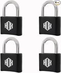 HOX 4 Digit Combination Lock Outdoor Padlock - Heavy Duty Locker Lock with Hardened Steel Shackle, Waterproof Combo Lock for Gym Locker, Hasp Storage, Shed, Fence (Black, 4 Pack)