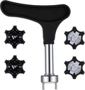 Sibba Universal Golf Shoe Spike Wrench Tool Compact Zinc Alloy Cleat Removal Tool with 4 Replacement Golfs Spikes Durable Two-Pin Design for Easy Golf Shoe Spike Repair & Replacement (Black)