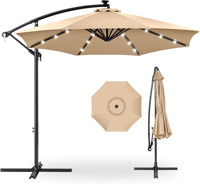 Best Choice Products 10ft Solar LED Offset Cantilever Hanging Market Patio by Unknown