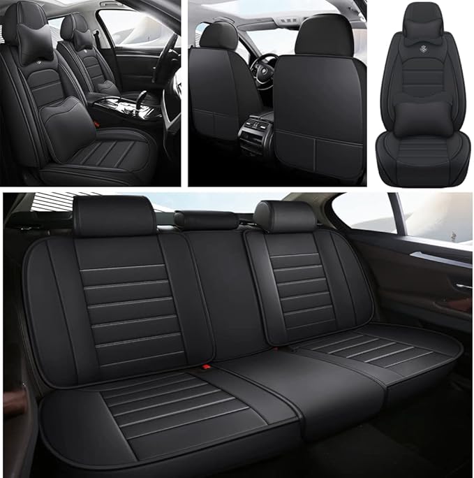 Leather Car Seat Covers for Volkswagen Golf SportWagen 2015-2019,Waterproof Soft Seat Covers,Interior Accessories Seat Covers Protector Airbag Compatible(5pcs Black Luxury)