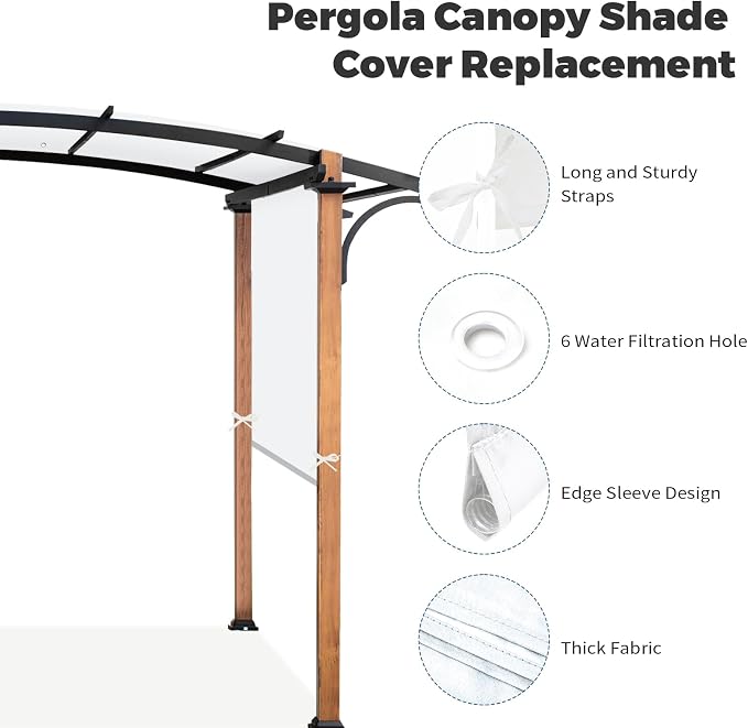 17' x 6.8' Waterproof Pergola Canopy Replacement Cover - Image 6
