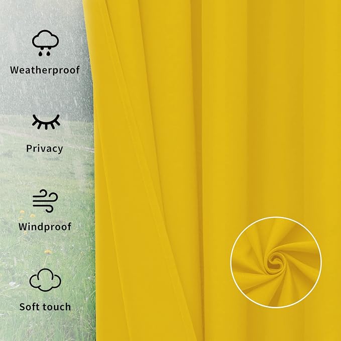 Easy-Going Outdoor Curtains for Patio 1 Panel, 150x84 inch, Weatherproof - Image 6