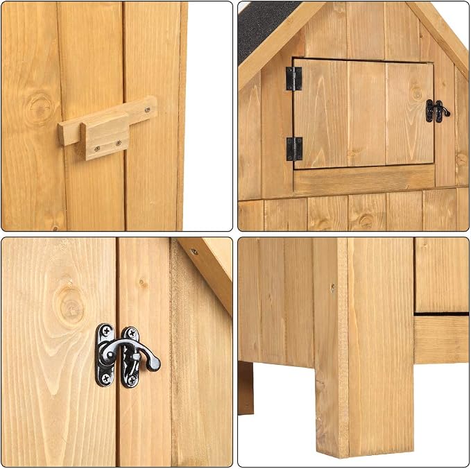 Outvita 70in Outdoor Storage Cabinet, Natural | Wooden Vertical Garden Tools - Image 3