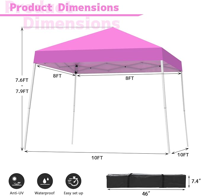 10x10FT Slant Leg Pop Up Canopy Tent, Portable Outdoor Shelter | 10x10FT Base - Image 4