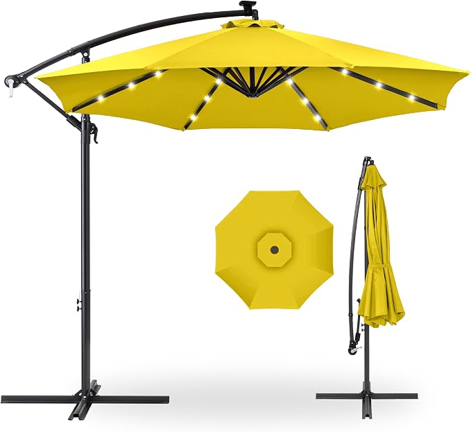 Best Choice Products 10ft Solar LED Offset Cantilever Hanging Market Patio by Unknown