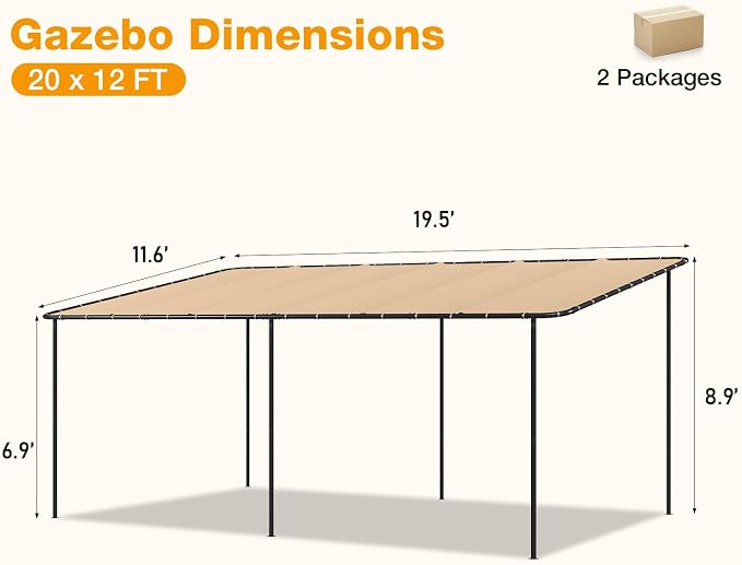 20x12 Lean to Pergola Outdoor Gazebo - Image 4