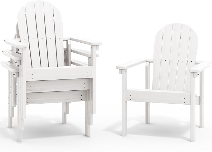 SERWALL HDPE Stackable Adirondack Chairs Set of 4, Space-Saving - Image 3