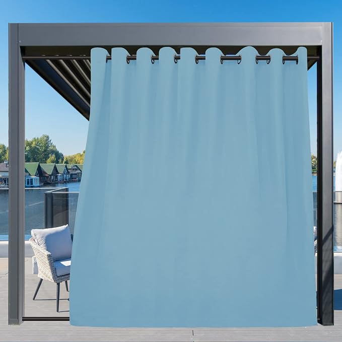 Easy-Going Outdoor Curtains for Patio 1 Panel, 150x84 inch, Sky Blue | - Image 3