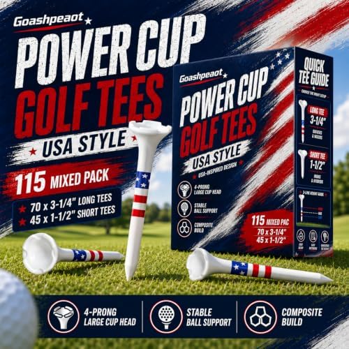 4-Prong Large Cup Head with 3-Line Height Guide Golf Tees 115 Pack, 70 x 3-1/4" - Image 2