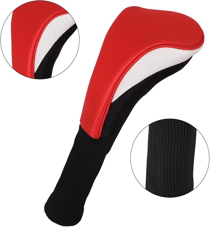 Black Golf Club Head Cover for Driver Fairway 3 Pcs Woods Headcovers, Golf Accessories Hybrid Head Covers Set with Interchangeable Tags 3 4 5 7 X