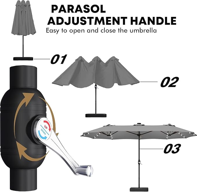 15ft Double-Sided Rectangle Patio Umbrella - Image 10