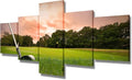 Wall Pictures for Living Room Golfing Sports Paintings Multi Panels Printed on Canvas Golf Field at Sundown Contemporary Artwork House Decor Giclee Framed Strethed Ready to Hang(50''W x 24''H)