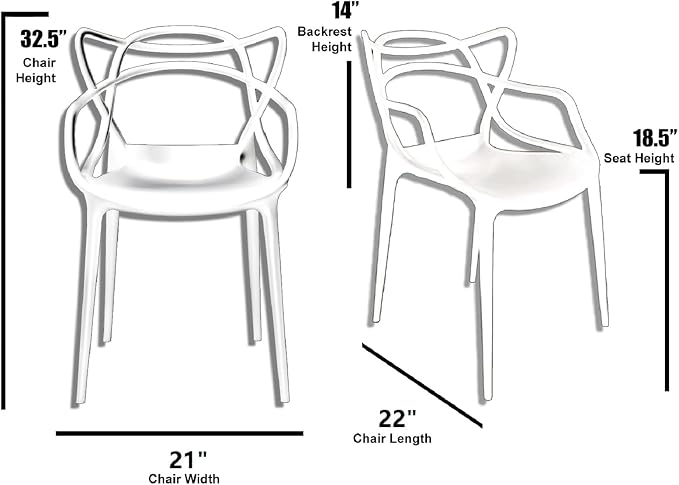 2xhome Modern Dining Chair | Stackable Indoor or Outdoor Entangled Side Chair | - Image 3