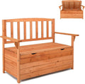 Outdoor Wood Storage Bench, Deck Box Loveseat, Natural | Waterproof Patio by Outvita