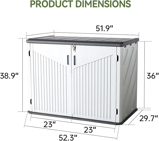 Aoxun Outdoor Storage Cabinet 35 Cu.Ft Outdoor Trash Can Storage Shed, and Lawn - Image 2