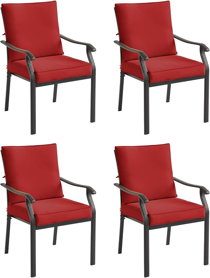 LVUYOYO Outdoor Patio Dining Chairs Set of 4, Metal Stackable Chairs Set by LVUYOYO