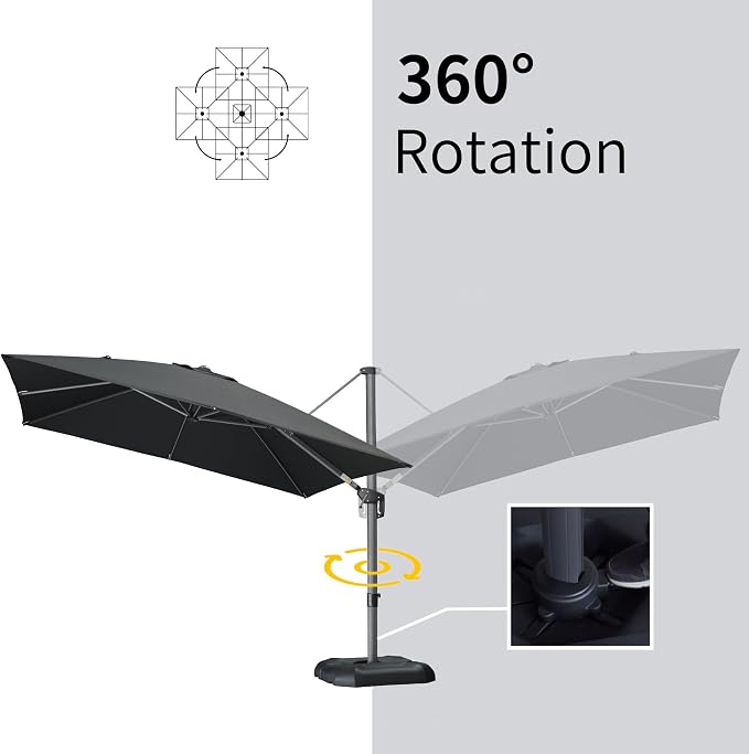 PURPLE LEAF Patio Cantilever Umbrella 10' x 13' Large Space - Image 6
