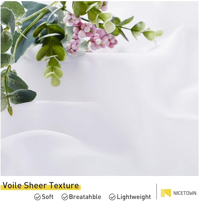 NICETOWN Patio Outdoor Curtains Voile Sheer, W54 x L96, 2 Panels | Waterproof - Image 6