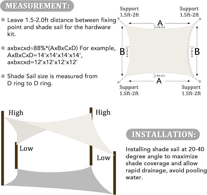 Shade&Beyond Custom Sun Shade Sail 10'x13'RectangleSun Sail Shades Patio UV - Image 6