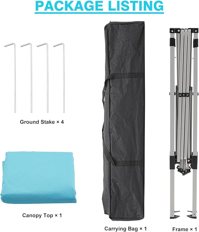 10x10FT Slant Leg Pop Up Canopy Tent, Portable Outdoor Shelter | 10x10FT Base - Image 6