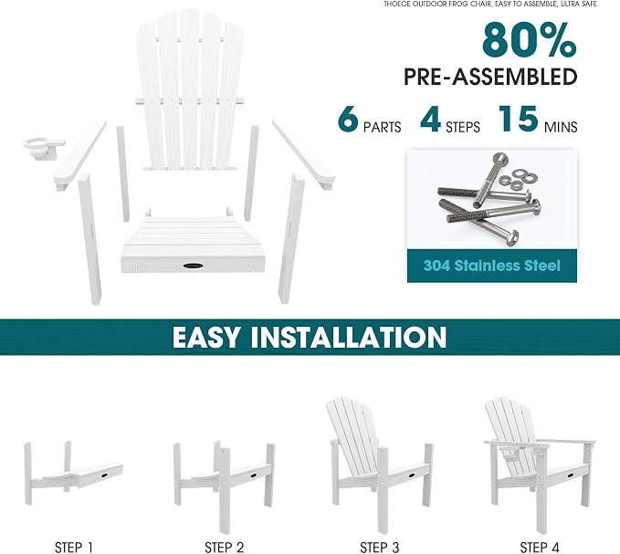 THOEOE Stackable Adirondack Chair Set of 8, Fire Pit Chairs Set of 8 | - Image 3