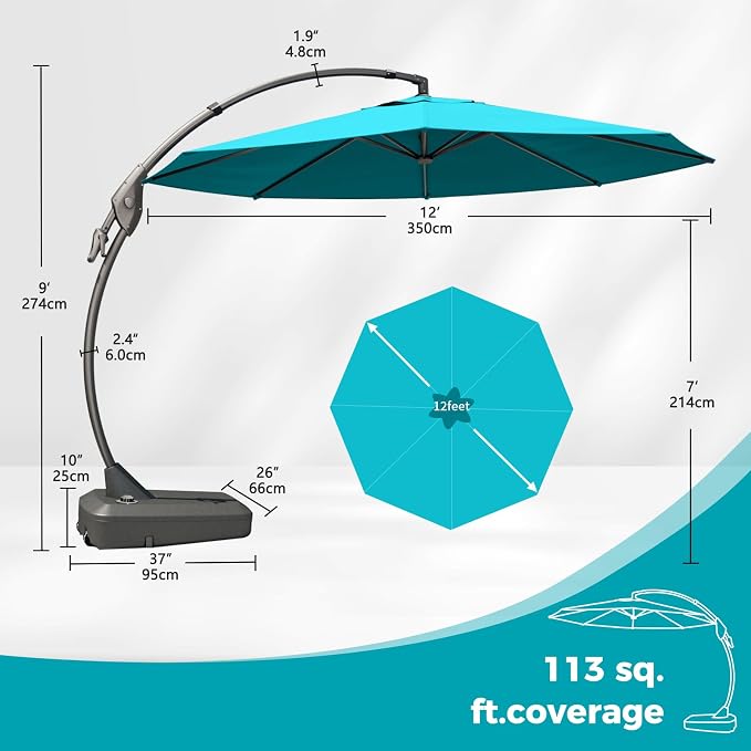Grand patio 12FT Sunbrella Cantilever Round Umbrella - Image 4
