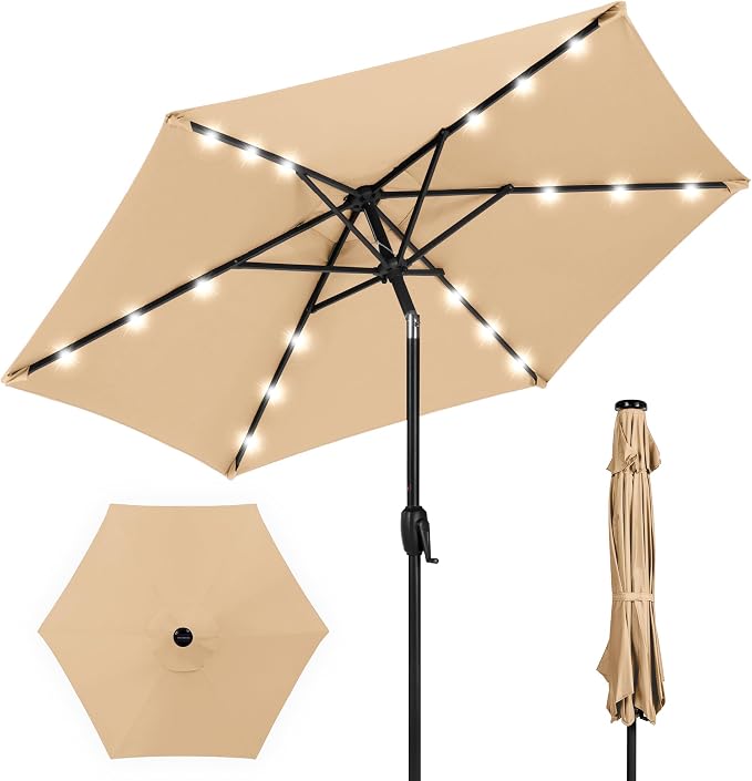 Best Choice Products 7.5ft Solar Umbrella LED Lighted Patio Umbrella, Table by Unknown