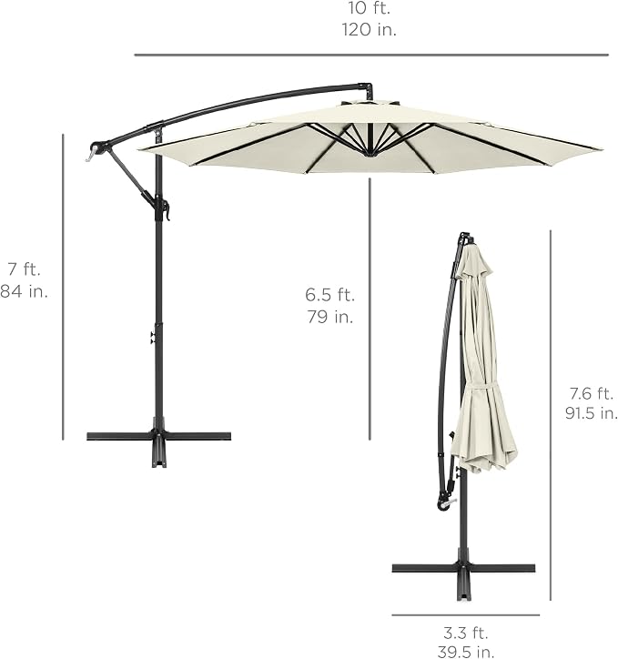 Best Choice Products 10ft Offset Hanging Market Patio Umbrella w/Easy Tilt - Image 7