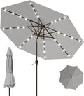 9FT Patio Umbrella with Solar Lights, Outdoor Market Umbrella with Tilt and by YourPerfectOutdoorEscape