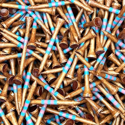 Premium Bamboo Golf Tees Dark Stain w/Colored Stripes by The+Golf+Club+Trader