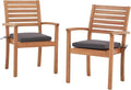 Stackable Patio Dining Chairs Set of 2, Dark Grey | Outdoor Acacia Wood Chairs by OCOrange-Casual