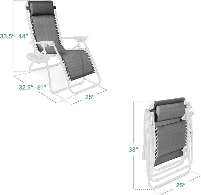 Best Choice Products Set of 2 Adjustable Steel Mesh Zero Gravity Lounge Chair - Image 3