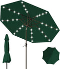 9FT Patio Umbrella with Solar Lights, Outdoor Market Umbrella with Tilt and by YourPerfectOutdoorEscape