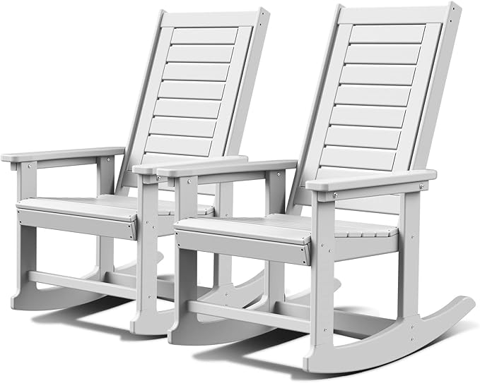 GREENVINES Oversized Outdoor Rocking Chairs Set of 2, HDPE Rocker by GreenVines