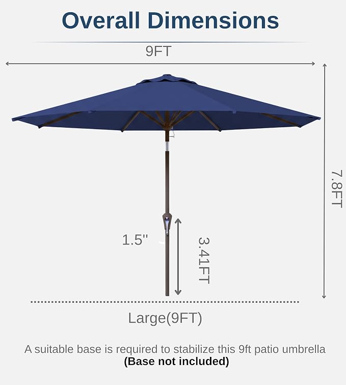 9FT Auto-Tilt Patio Umbrella|Outdoor Market Table Umbrella - Image 7