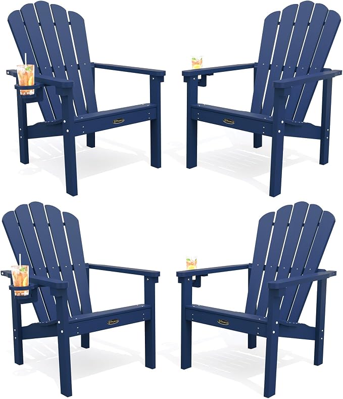 THOEOE Stackable Adirondack Chair Set of 4, Fire Pit Chairs Set of 4 | HDPE by THOEOE