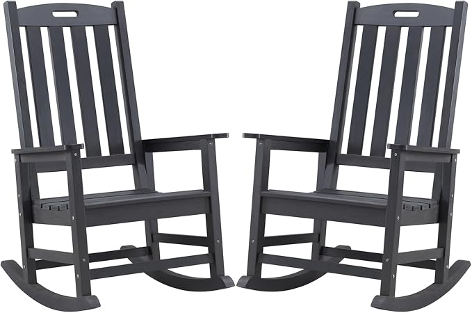 Outdoor Rocking Chairs Set of 2, Oversized Porch Rocker | Weather Resistant by PsilvamGardenFurniture