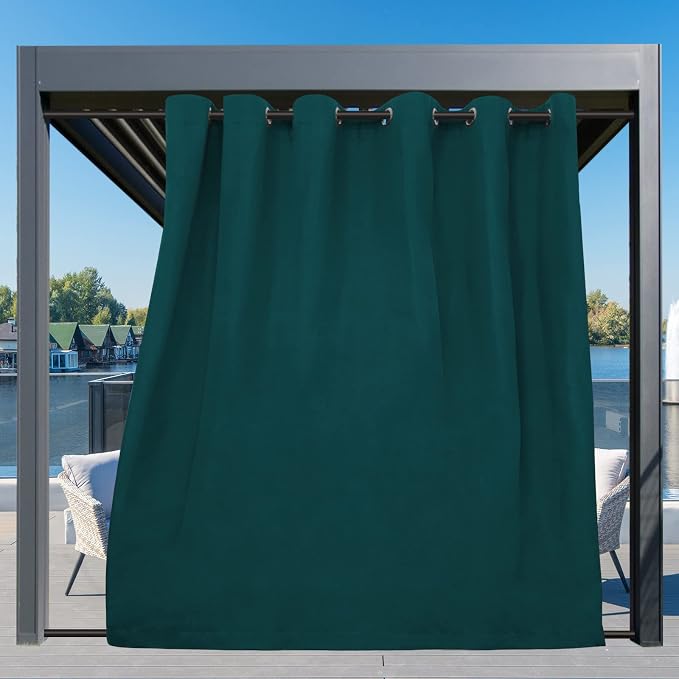 Easy-Going Outdoor Curtains for Patio 1 Panel, 110x108 inch, Teal | Waterproof - Image 3