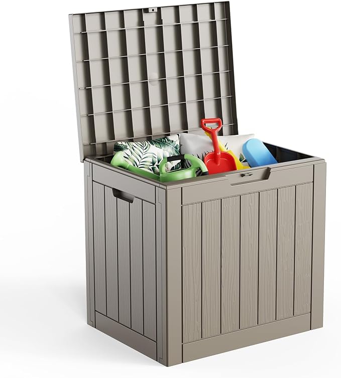 33 Gallon Indoor Outdoor Storage Box Waterproof Deck Box | Resin storage bin by EASYUP