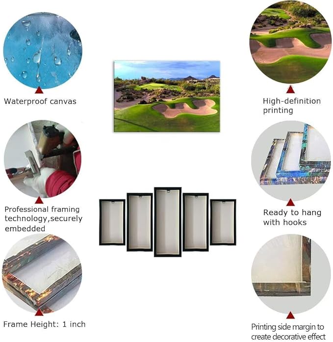 Arizona Desert Golf Course Wall Art Picture Golf Course Wall Decor for Living Room Bedroom Bathroom Home Decorations Golf Course Poster Framed Artwork Canvas Prints Ready to Hang(28''H x 44''W)