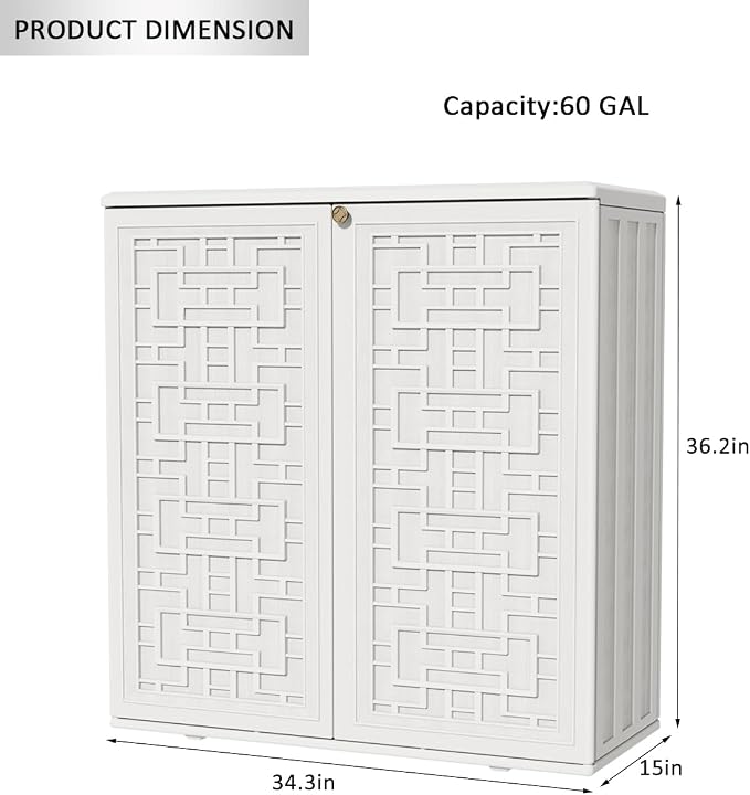 Outdoor Storage Cabinet Waterproof, Resin 62 Gallon Deck Box - Image 3